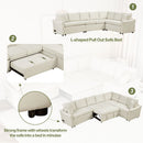 L-Shaped Sofa Convertible Sofa Bed Pull Out Sofa Sleeper With Two Back Pillows, Two USB Ports And Two Power Sockets For Living Room