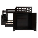 L Shaped Bunk Bed With 3 Drawers, Portable Desk And Wardrobe