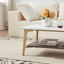 Coffee Table Rectangular Center Table For Living Room Open Space Side Table With Metal Frame - Golden / White