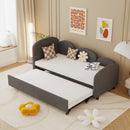 Modern Velvet Upholstered Daybed With Additional Bed Frame