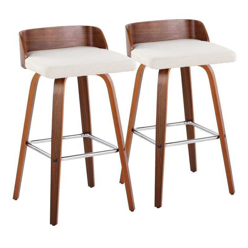 Maya - Mid Century Modern Fixed Height Barstool With Swivel With Square Footrest (Set of 2)