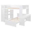 Loft Bed With A Twin Size Standalone Bed, Shelves, Desk, And Wardrobe