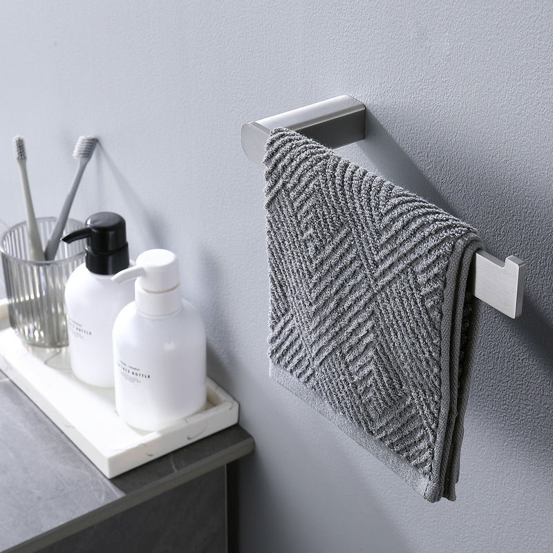 Modern Brushed Wall Mounted Bathroom Hardware Set With Robe Hook, Towel Rail, And Tissue Paper Holder
