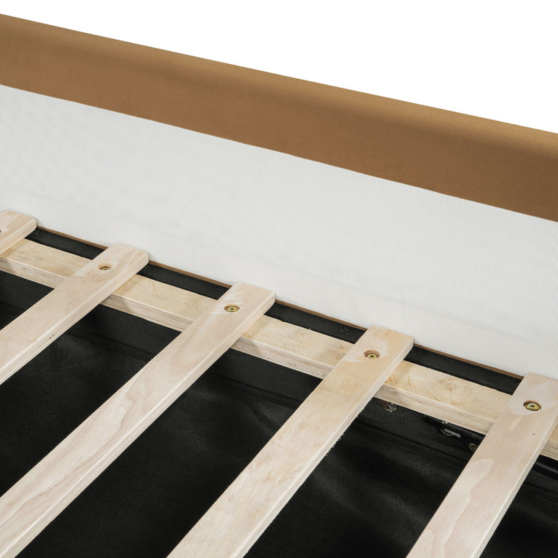 Upholstered Daybed With Bear Shaped Headboard, Hydraulic System And Breathable Mesh Fence
