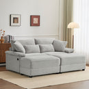Double Chaise Lounge Set With Reversible Storage Ottomans, USB Port