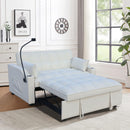 Modern Velvet Loveseat With Pullout Bed, Adjustable Reclining Backrest