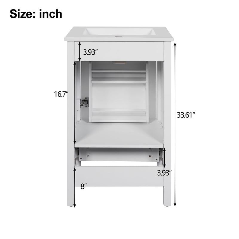 Bathroom Vanity With Ceramic Sink, Soft Close Drawers, Door Organizer, Divider Drawer, Adjustable Foot Pads