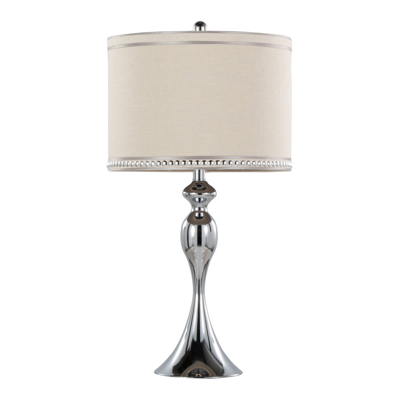 Ashland - Contemporary Table Lamp With Trim (Set of 2) - Polished Chrome / Cream