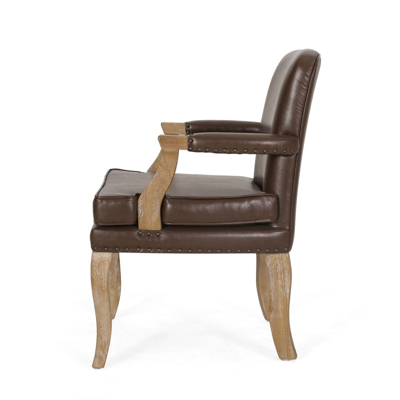 French Country Style Dining Chair With Nailhead Trim