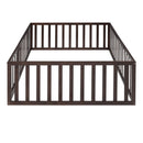 Full Size Wood Daybed Frame with Fence, Walnut(OLD SKU:WF289662AAL)
