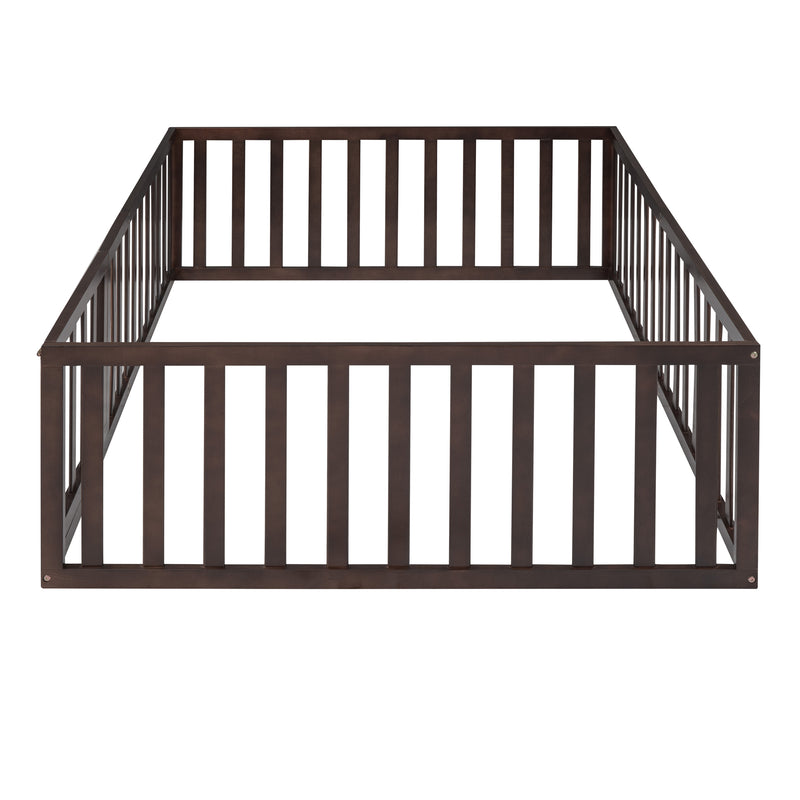 Full Size Wood Daybed Frame with Fence, Walnut(OLD SKU:WF289662AAL)