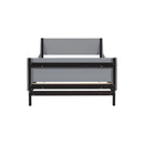 Twin Bed with Headboard, Footboard, Safeguards,  Built-in Bed-end Book Storage Rack ,Grey