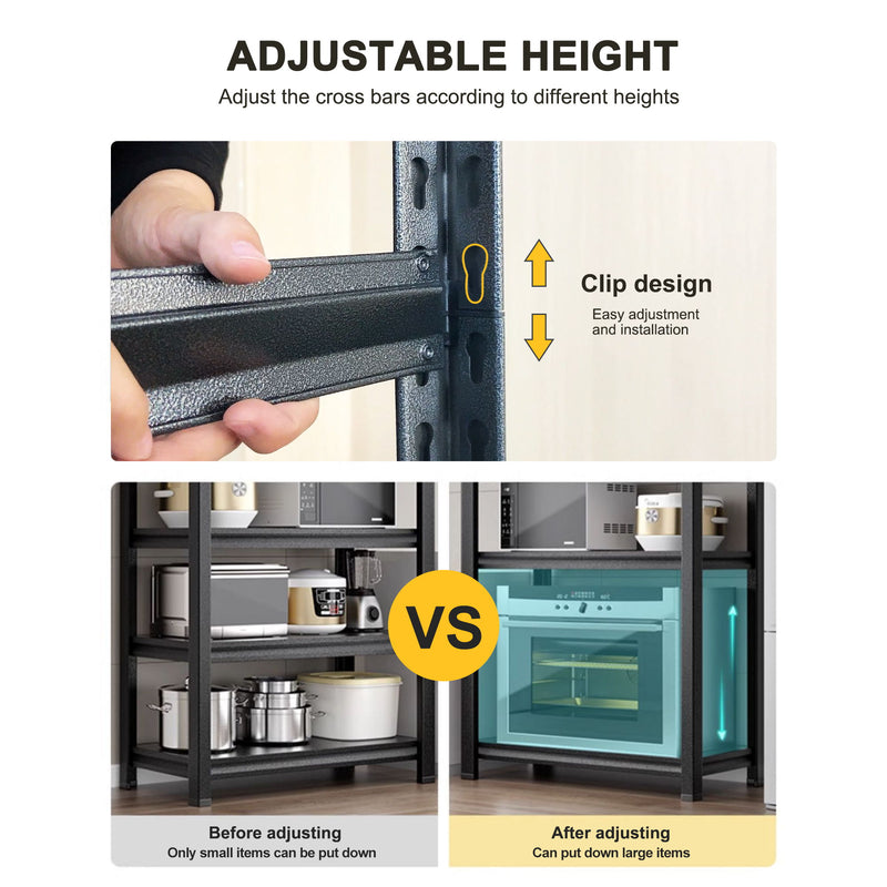 Storage Shelves 5 Tier Heavy Duty Metal Shelving Unit Adjustable Shelving Units And Storage Rack Kitchen Garage Shelf - Black