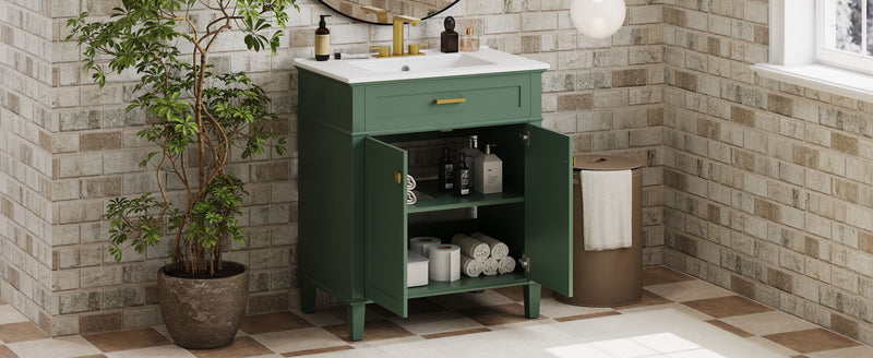 Bathroom Vanity With Ceramic Basin, Soft Close Door And Adjustable Shelves