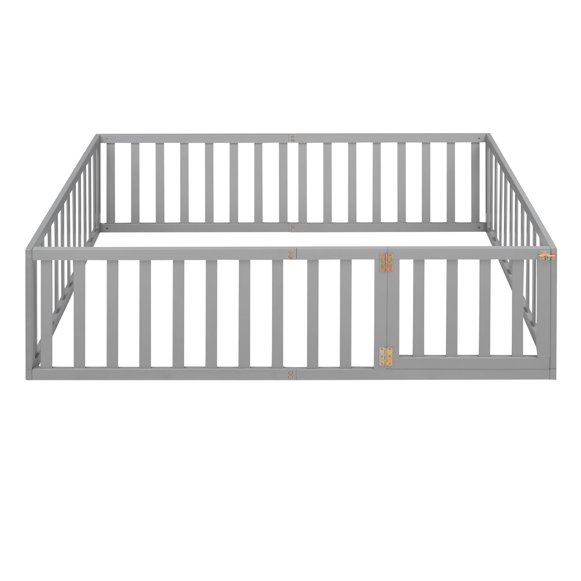 Full Size Wood Daybed Frame with Fence, Gray(OLD SKU:WF289662AAE)