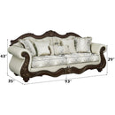 Pierce - Sofa With 5 Pillows - Beige Fabric & Cherry