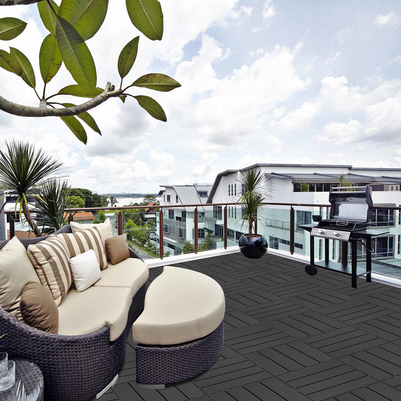 Plastic Interlocking Deck Tiles, Waterproof All Weather Use