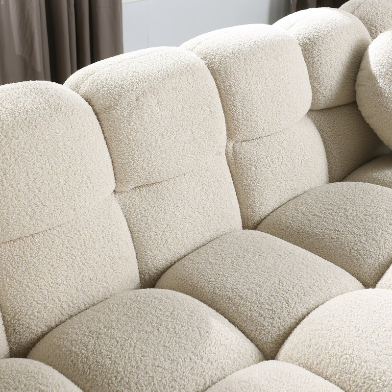 64.96 length ,35.83" deepth ,human body structure for USA people,  marshmallow sofa,boucle sofa ,2  seater, BEIGE  BOUCLE