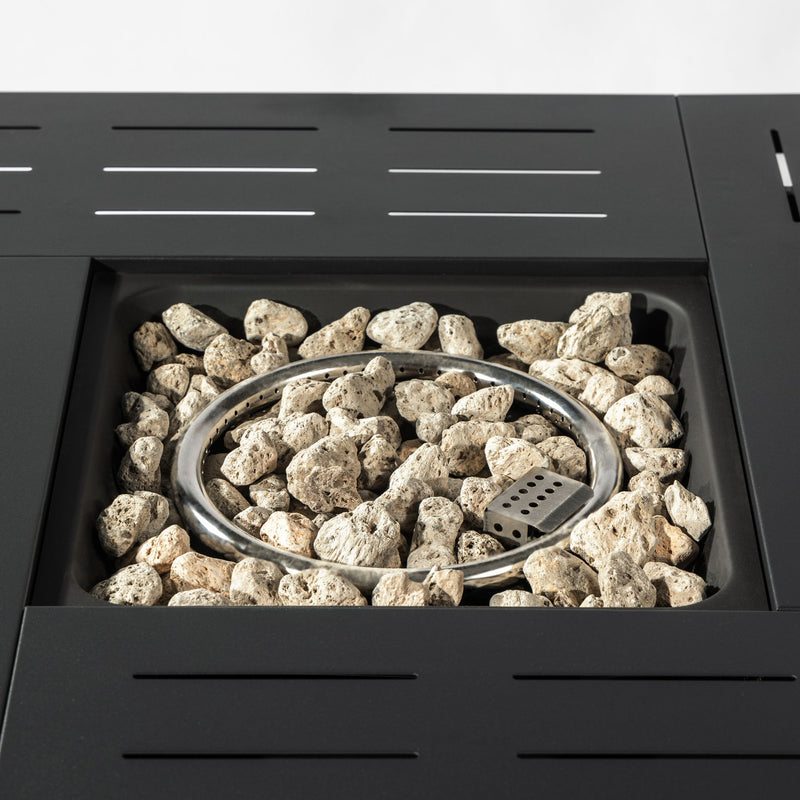 34" Propane Gas Fire Pit Table, 50000 Btu Rectangular Steel Fire Pit For Outside Patio Deck Garden Courtyard - Black
