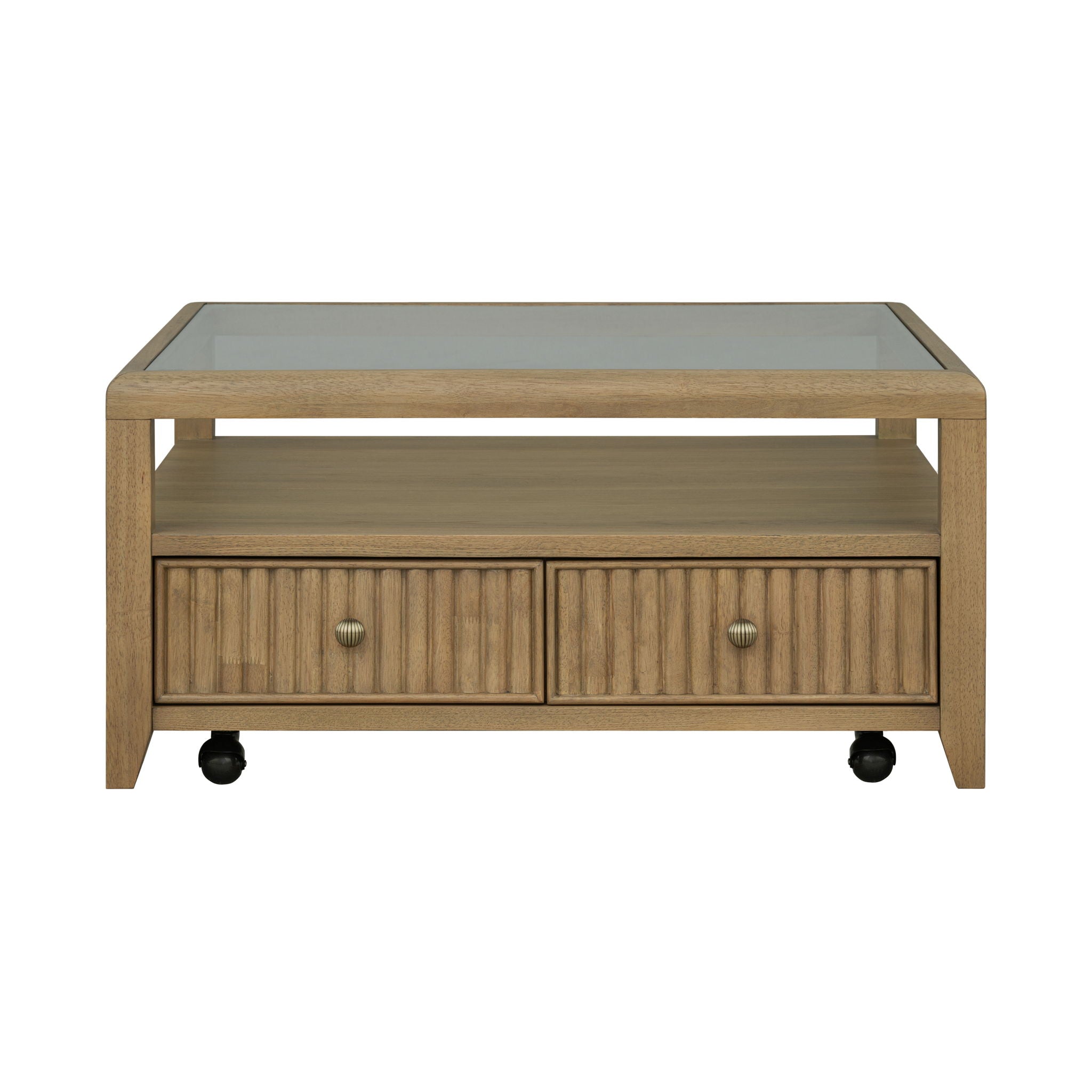 Reed - Square Coffee Table With Casters - Driftwood Oak