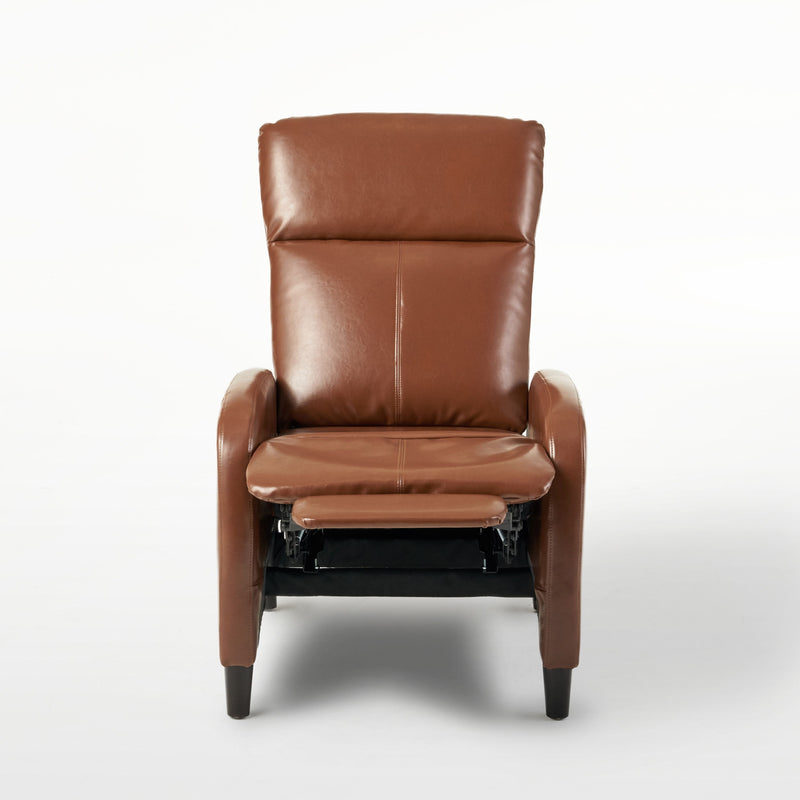 Wide Faux Leather Push Back Standard Recliner - Hazelnut