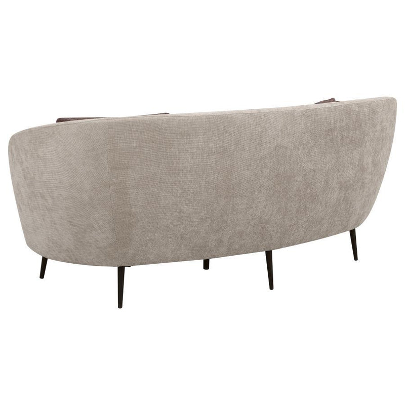 Ellorie - Upholstered Channel Back Curved Loveseat - Beige