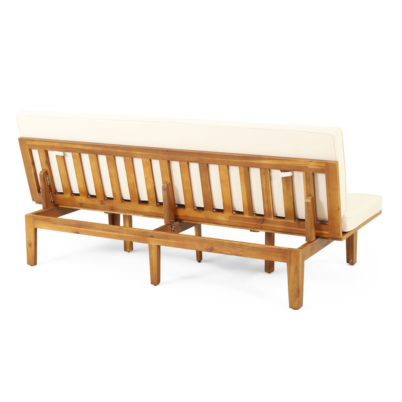 Outdoor Elegance Daybed With Convertible Design Cushion Frame - Beige