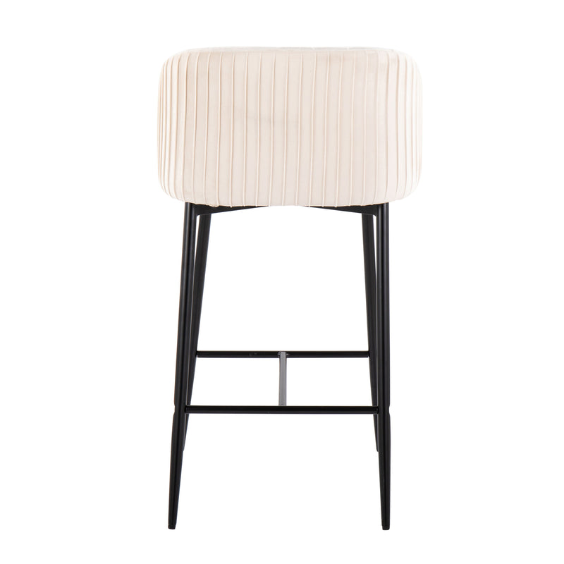 Fran - Pleated Waves Contemporary, Fixed Height Counter Stool (Set of 2)