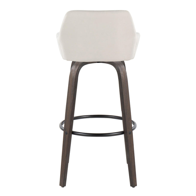 Daniella - Contemporary Fixed Height, Barstool With Swivel With Round Footrest (Set of 2)