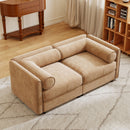 Stylish Chenille Sofa With Storage Seat And Cylindrical Backrest