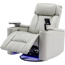 270° Power Swivel Recliner Home Theater Chair With Hidden Arm Storage, LED Light, Cup Holder, And Tray Table