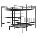 Full Over Twin Bunk Bed With Built In Desk, Shelves And Ladder - Black