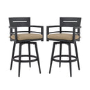 Outdoor Swivel Bar Chairs, 360 Degree Rotation, Ergonomic Backrest (Set of 2)