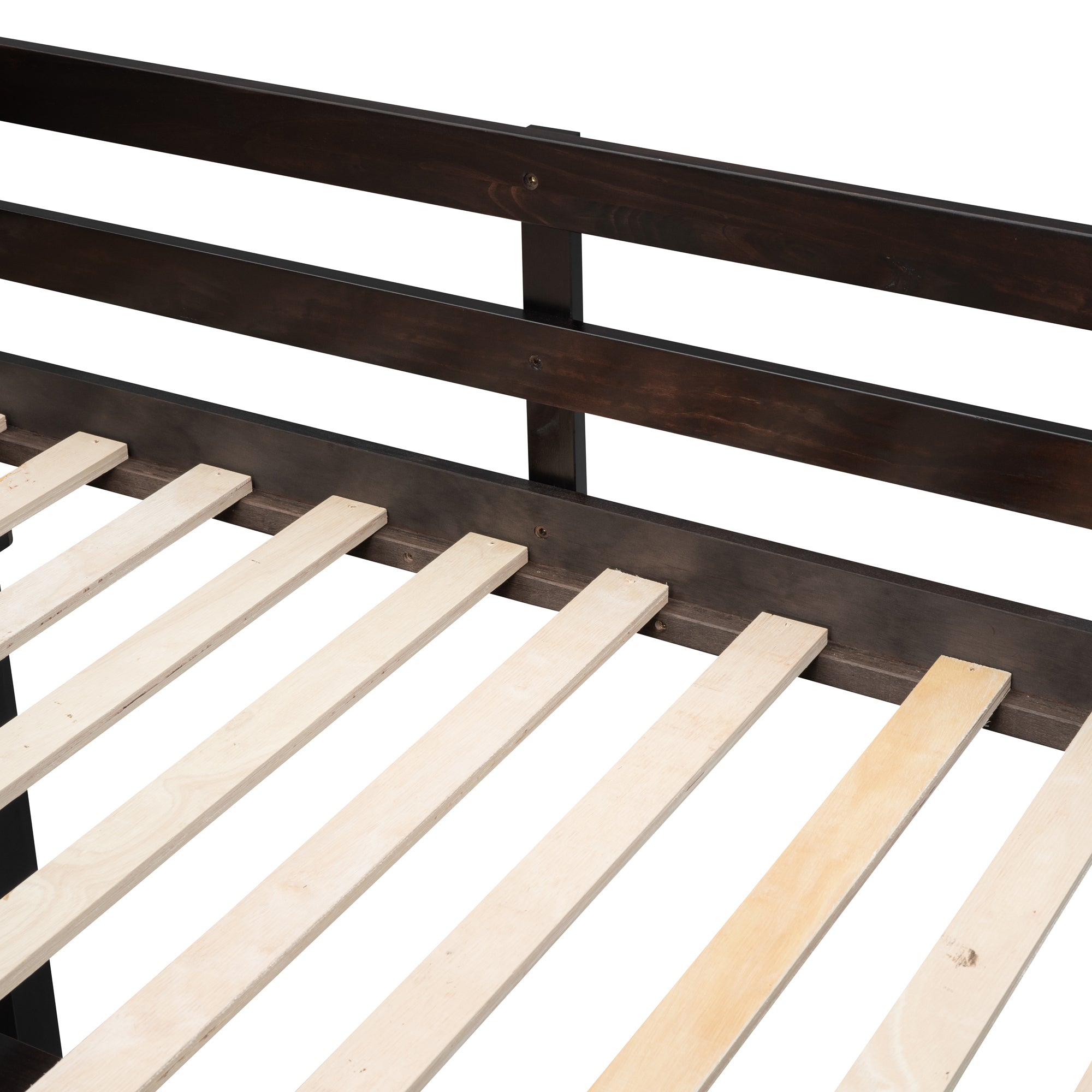 Twin Size Loft Bed with Retractable Writing Desk and 3 Drawers, Wooden Loft Bed with Storage Stairs and Shelves, Espresso - Atlantic Fine Furniture Melbourne FL