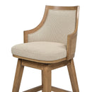 Bahama - Cane High Back Swivel Counter Stool With Recessed Arms Textured Weave - Taupe Beige