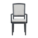 Topmax - Rustic Extendable Dining Table Set With Removable Leaf, 6 Upholstered Armless Dining Chairs And 2 Padded Arm Chairs, 9 Pieces