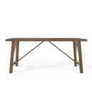 Farmhouse Style Dining Table With Wood Like Top