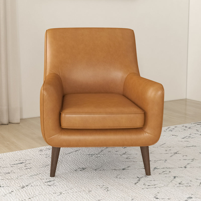 Alex - Tan Leather Lounge Chair - Orange