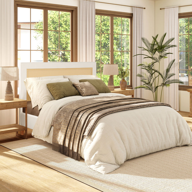 Haley - Upholstered Cane Back Platform Bed