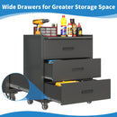 Heavy Duty Metal Storage Cabinet With Wheels 3 Drawer Tool Cabinet For Garage, Office, And Home Organizer Solutions
