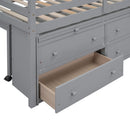 Loft Bed With Retractable Writing Desk And 4 Drawers, With Lateral Portable Desk And Shelves