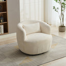 Wide Upholstered Corduroy 360° Swivel Barrel Soft Chair With Pillow