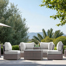Comfortable Modern Patio Rattan Sectional Set With Cushions