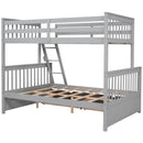 Twin-Over-Full Bunk Bed with Ladders and Two Storage Drawers(Gray){old sku:LT000165AAE}