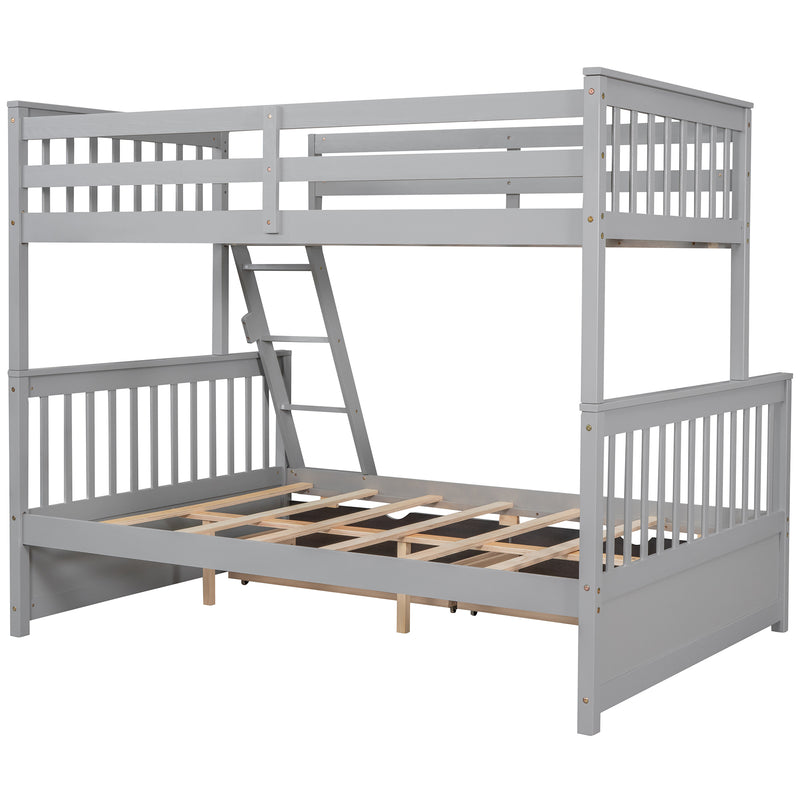 Twin-Over-Full Bunk Bed with Ladders and Two Storage Drawers(Gray){old sku:LT000165AAE}