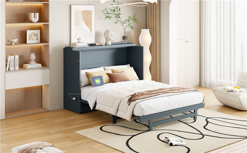 Murphy Bed With Large Drawer, USB Ports And Outlets