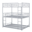 Metal Full Size Triple Bunk Bed, Silver