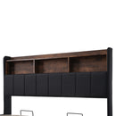 Full Size  Upholstered Platform Bed with Storage Headboard and Hydraulic Storage System, PU Storage Bed with LED Lights and USB charger, Black