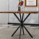 Mid Century Modern Square Dining Table Set With Faux Marble Tabletop And Iron Legs For 4, Space Saving Design - Brown / Blue