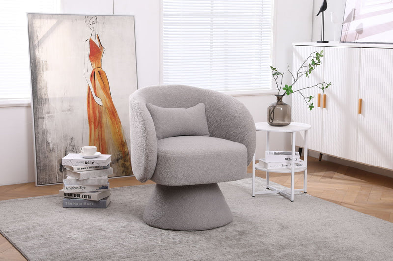 Swivel Accent Chair, Armchair Round Barrel Chair In Fabric For Living Room Bedroom